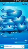 GO SMS Blue Hearts Theme capture d'écran 1