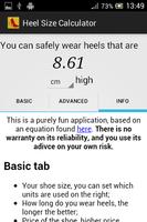 برنامه‌نما Heel Size Calculator عکس از صفحه