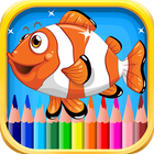 Livre de coloriage de poisson pour les enfants icône