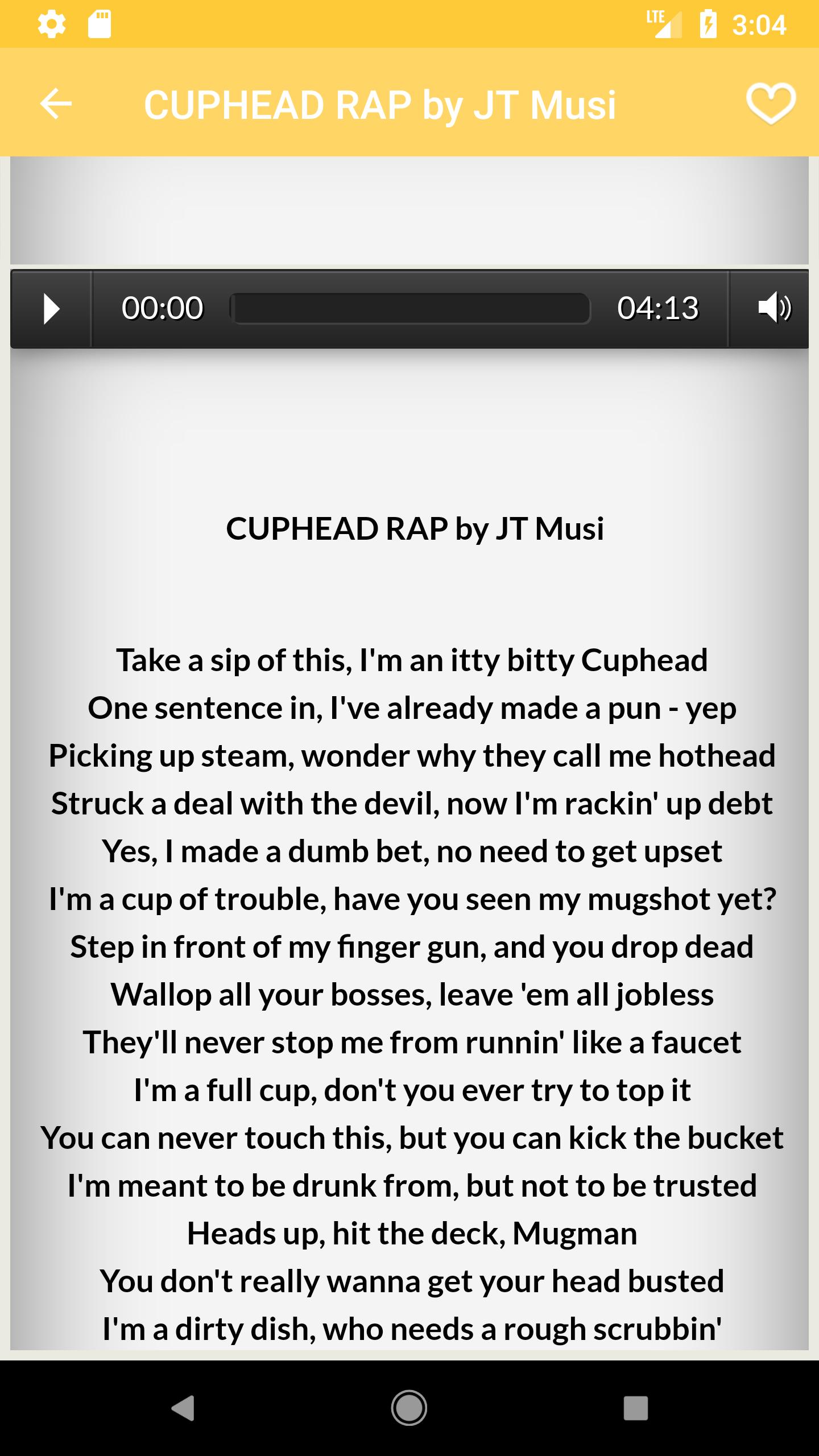 Cuphead Rap Song Lyrics