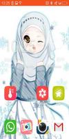 Cute Cartoon Hijab Girl تصوير الشاشة 3