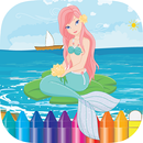página de libro para colorear de princesa sirena APK