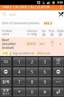 Table Calorie Calculator kcal! capture d'écran 3