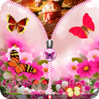 Pink Butterfly Zip Unlock icône