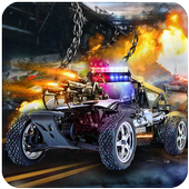 Police car road chase icon