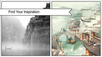 3D Chinese Ink Wallpaper Affiche