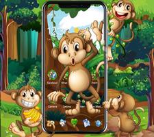 Kawaii Cute Brown Cartoon Monkey Theme Poster