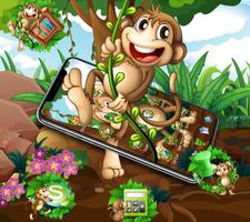 Kawaii Cute Brown Cartoon Monkey Theme captura de pantalla 1