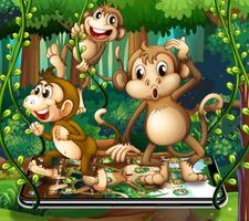 Kawaii Cute Brown Cartoon Monkey Theme captura de pantalla 2