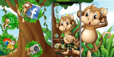 Kawaii Cute Brown Cartoon Monkey Theme captura de pantalla 3