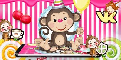 Kawaii Cute Candy Monkey Theme تصوير الشاشة 3