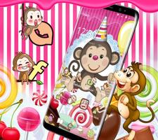 Kawaii Cute Candy Monkey Theme Affiche