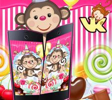 Kawaii Cute Candy Monkey Theme تصوير الشاشة 1