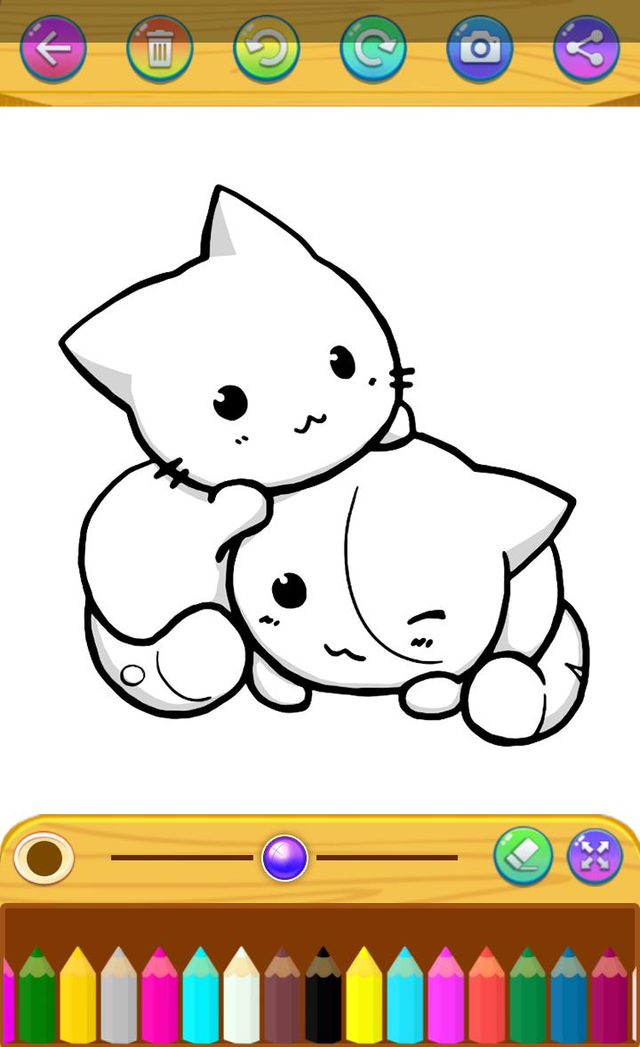 Cat Cute Cat Kawaii Coloring Pages - allwallpaper