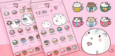 Cute Cup Cat Theme Kitty Wallpaper & icon pack