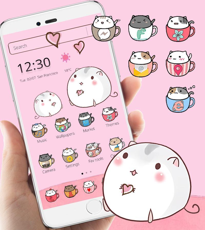 Android 用の 無料かわいいキティのテーマカップ猫の壁紙 Kawaii Kitty Cup Cat Apk をダウンロード