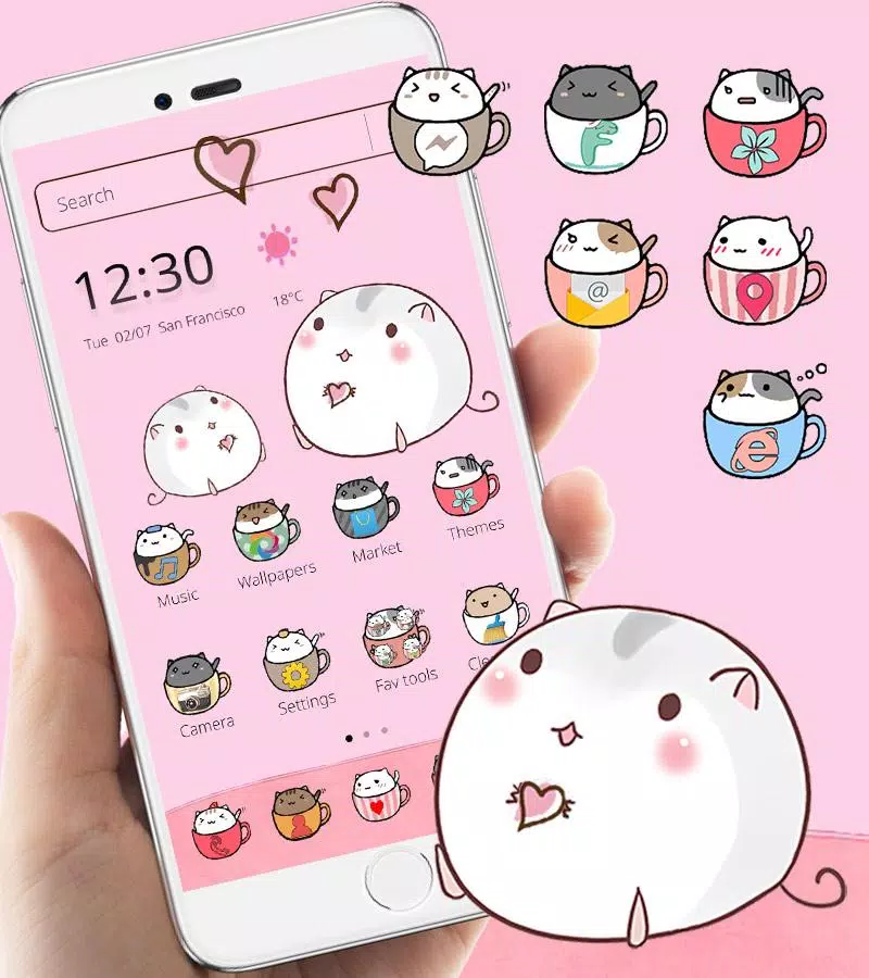 Android向けの無料かわいいキティのテーマカップ猫の壁紙 Kawaii Kitty Cup Cat Apkをダウンロードしましょう