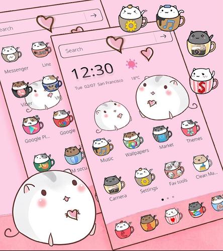 無料で 無料かわいいキティのテーマカップ猫の壁紙 Kawaii Kitty Cup