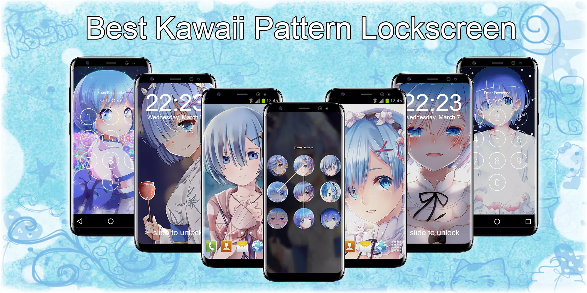 Descarga De Apk De Rem レム Pattern Anime Lock Screen Wallpaper Para Android