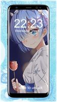 Rem (レム) Pattern Anime Lock Screen Wallpaper Screenshot 1