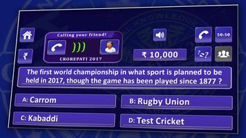 KBC 2018 & Crorepati English GK Endless Quiz Game capture d'écran 1