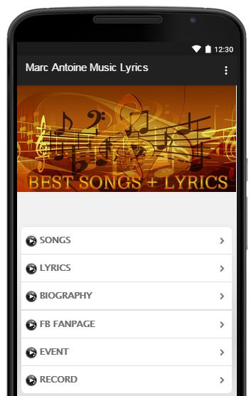 Marc Antoine Music Lyrics APK pour Android Télécharger