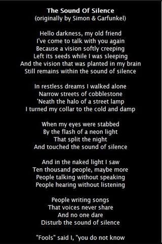 Disturbed sound of silence lyrics