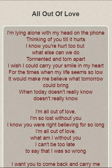 Air Supply Lyrics