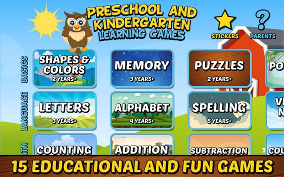 Preschool And Kindergarten Learning Games Poster