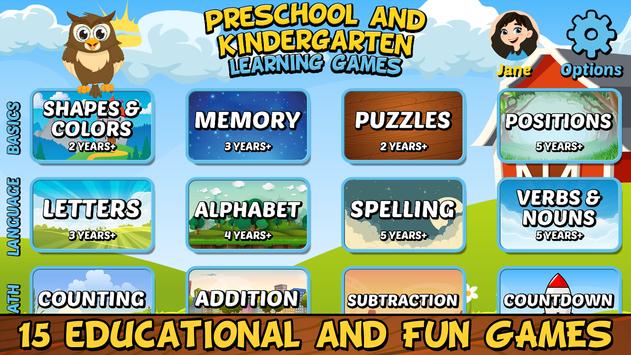 Preschool And Kindergarten Learning Games Poster