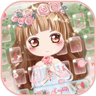 Cuteness fille theme avec pink Rose girl icône