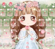 پوستر Cuteness Girl Theme with Pink Rose