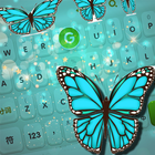 Turquoise Diamond Butterfly Keyboard Theme आइकन