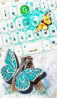 پوستر Turquoise Diamond Butterfly Keyboard Theme