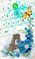 Turquoise Diamond Butterfly Keyboard Theme ảnh chụp màn hình 1