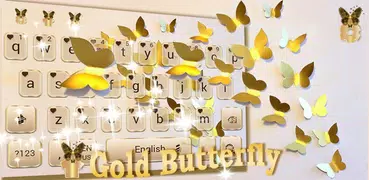 Gold Butterfly Emoji Keyboard Theme