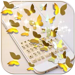 Gold Butterfly Emoji Keyboard Theme APK download