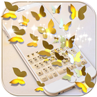 Gold Butterfly Emoji Keyboard Theme آئیکن