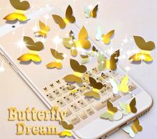 Gold Butterfly Emoji Keyboard Theme poster