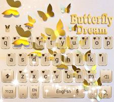 Gold Butterfly Emoji Keyboard Theme screenshot 1