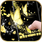 Gold butterfly Keyboard Theme golden dream آئیکن