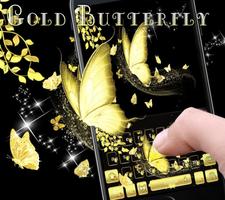 Gold butterfly Keyboard Theme golden dream پوسٹر