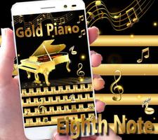Gold Keyboard theme Gold Piano Tiles & eighth note poster