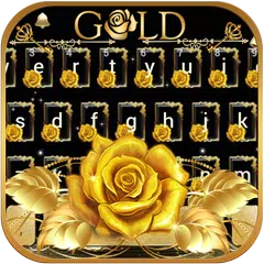 Gold Rose Theme for free Emoji Keyboard
