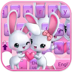 Niedlich Hase Tastatur Thema Kaninchen Liebe love APK Herunterladen