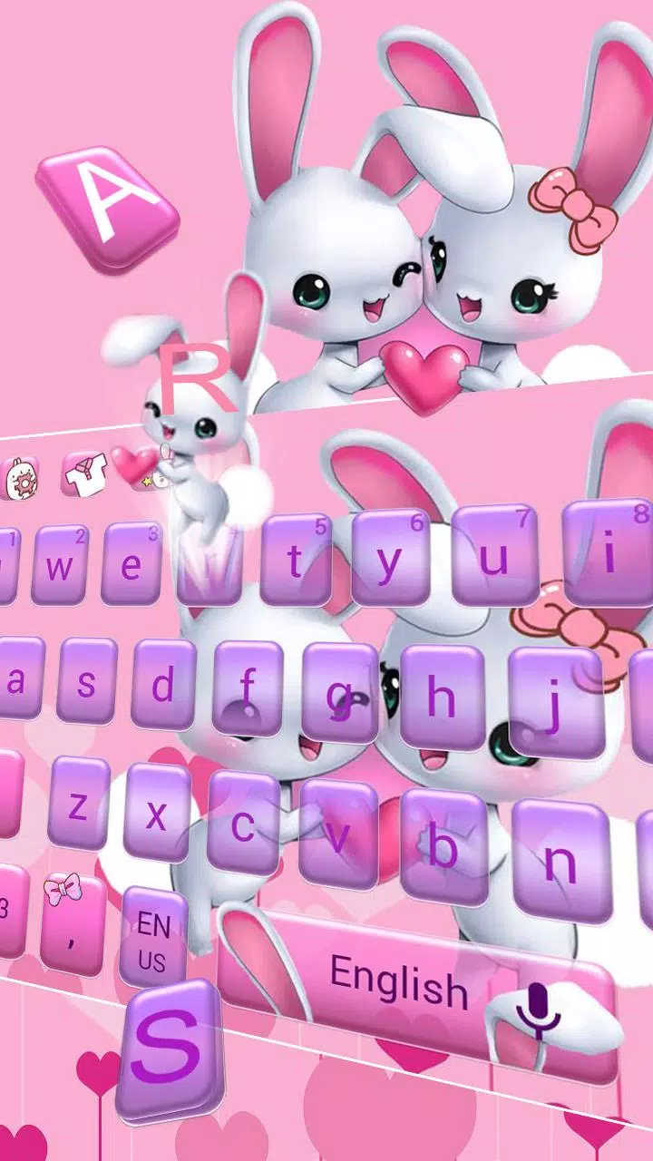 Android向けのピンクのバニーの壁紙とかわいい愛のウサギのキーボードとかわいいウサギのキーボード Apkをダウンロードしましょう