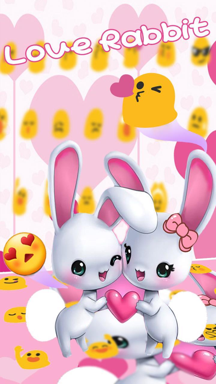 Android 用の ピンクのバニーの壁紙とかわいい愛のウサギのキーボードとかわいいウサギのキーボード Apk をダウンロード