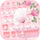 Rose fleur clavier theme rose papillon pink Flower APK