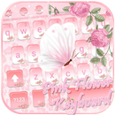 Pink Flower Keyboard Theme pink butterfly APK