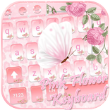 Pink Flower Keyboard Theme pink butterfly